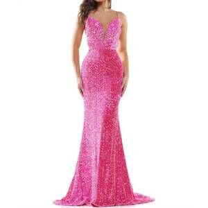 NEW COLORS DRESS sequin prom dress in hot-pink